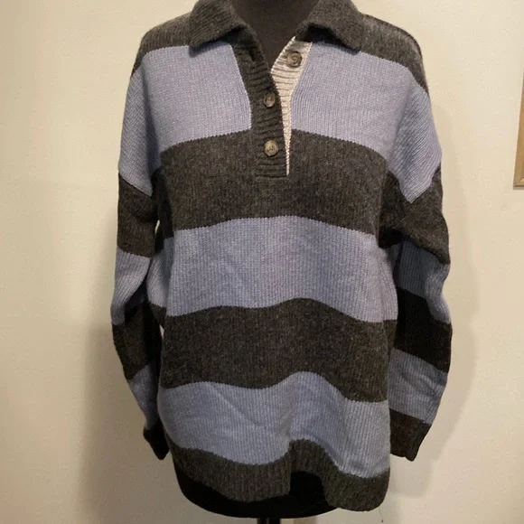 Madewell Jill Stripe Rugby Polo Top NWT (sku 112) - Picture 3 of 8